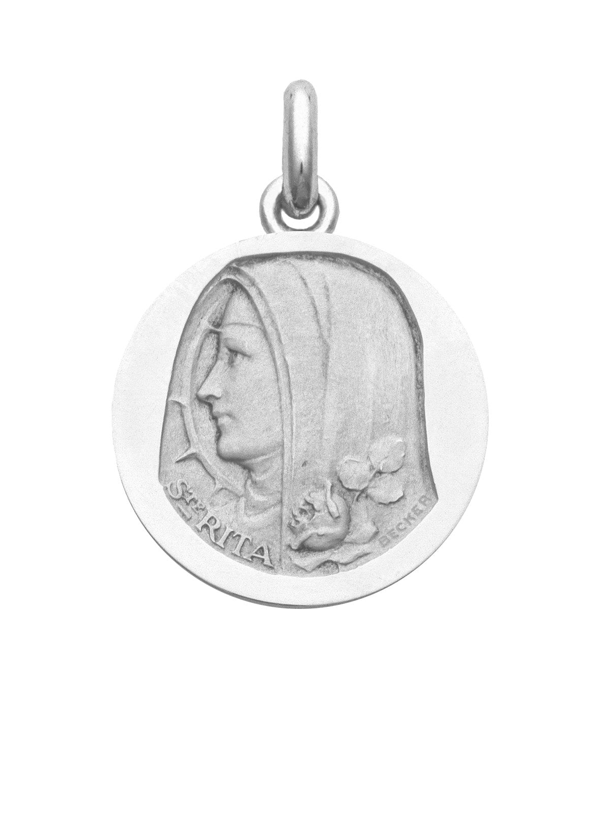 Médaille Sainte Rita OR BLANC 18 carats / 20 mm