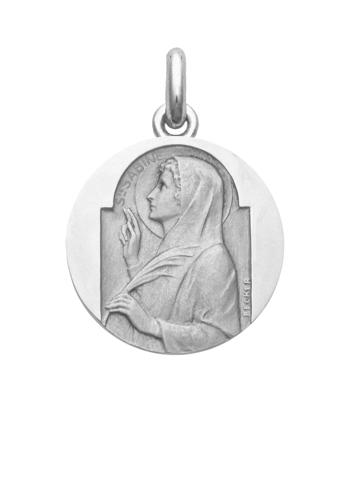 Médaille Sainte Sabine OR BLANC 18 carats / 20 mm
