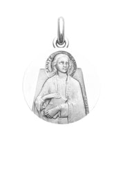 Médaille Sainte Sandrine OR BLANC 18 carats / 20 mm