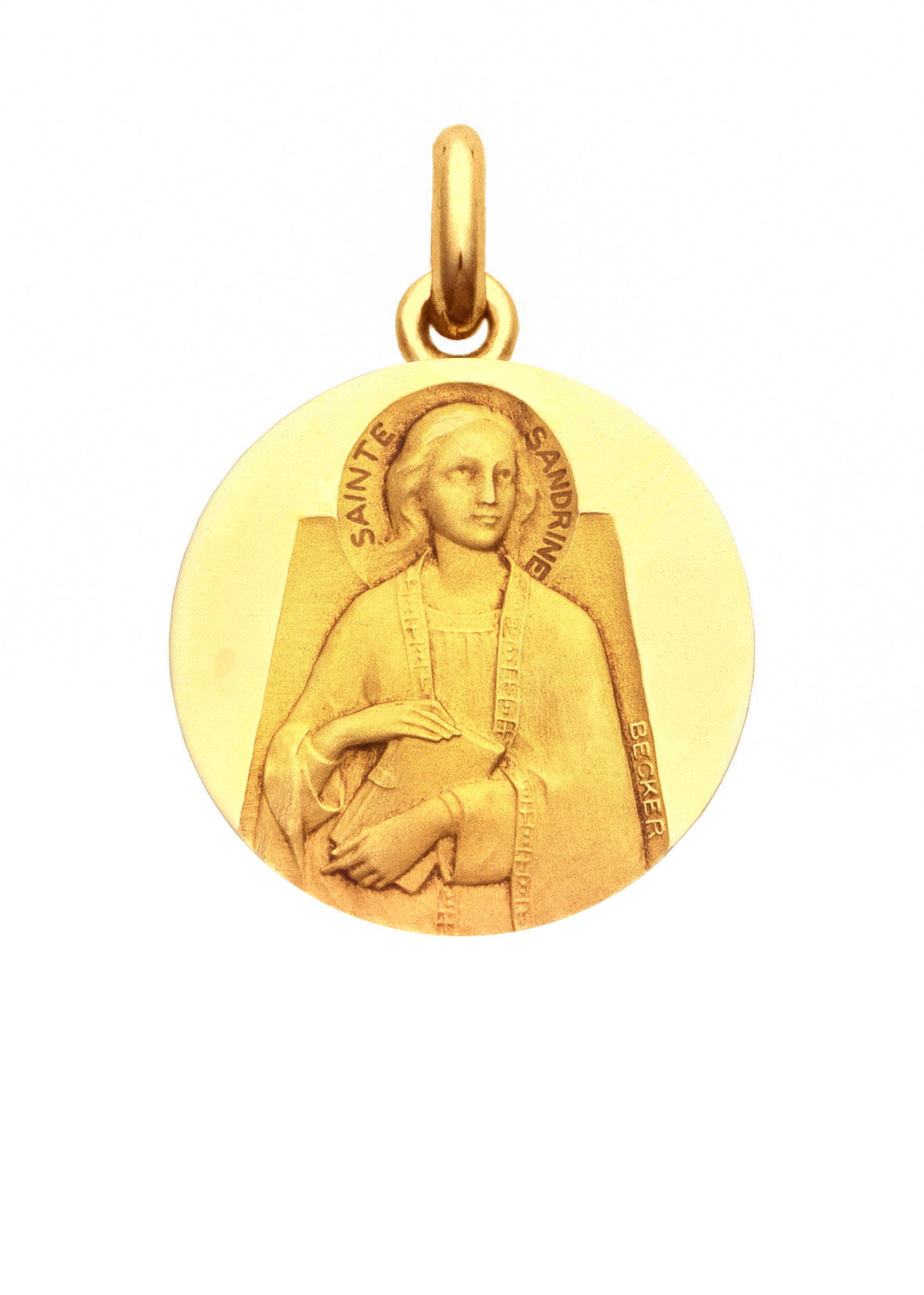 Médaille Sainte Sandrine OR JAUNE 18 carats / 15 mm