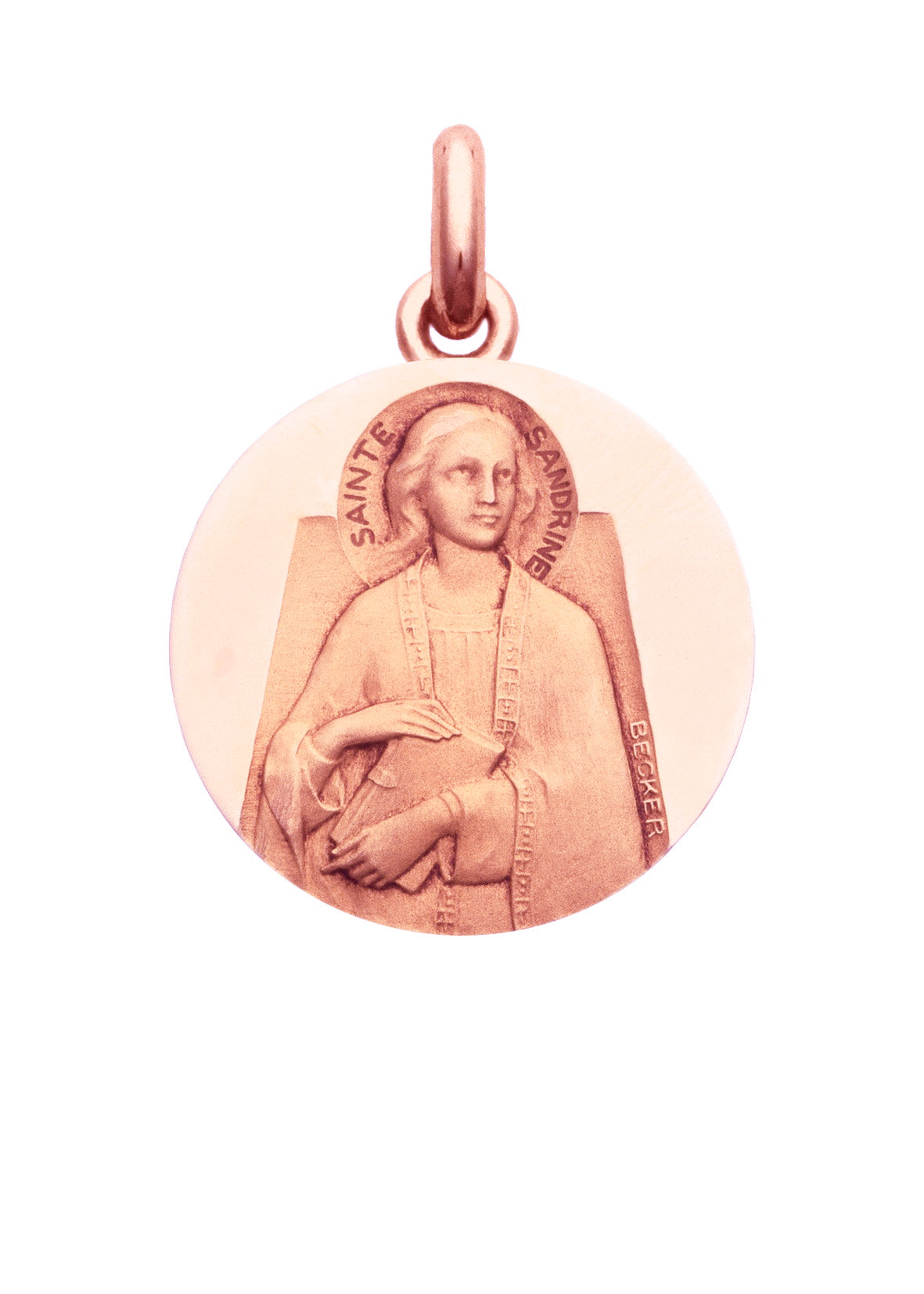 Médaille Sainte Sandrine OR ROSE 18 carats / 15 mm