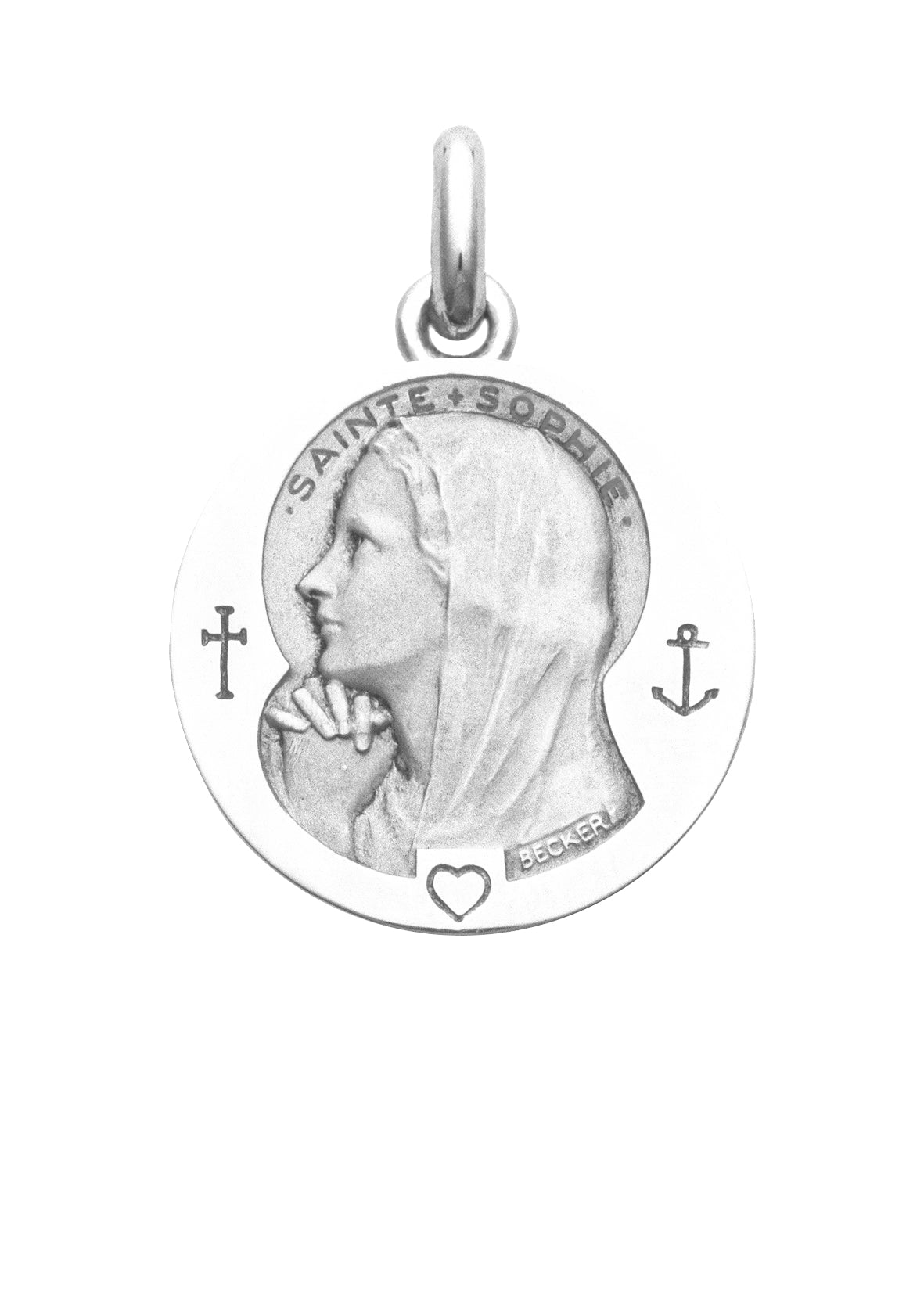 Médaille Sainte Sophie OR BLANC 18 carats / 20 mm