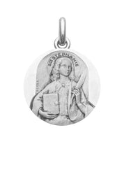 Médaille Sainte Stéphanie OR BLANC 18 carats / 20 mm