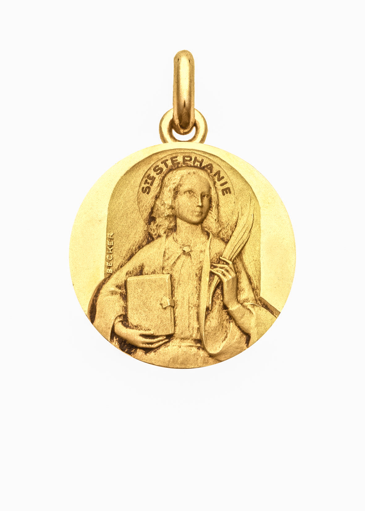 Médaille Sainte Stéphanie OR JAUNE 18 carats / 15 mm