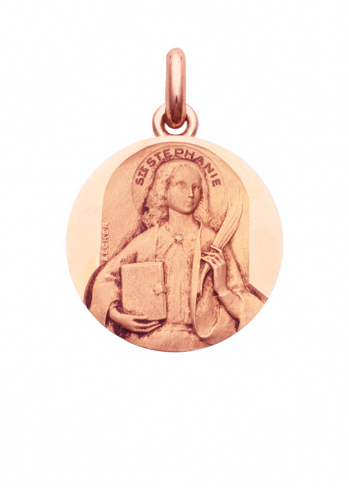Médaille Sainte Stéphanie OR ROSE 18 carats / 15 mm