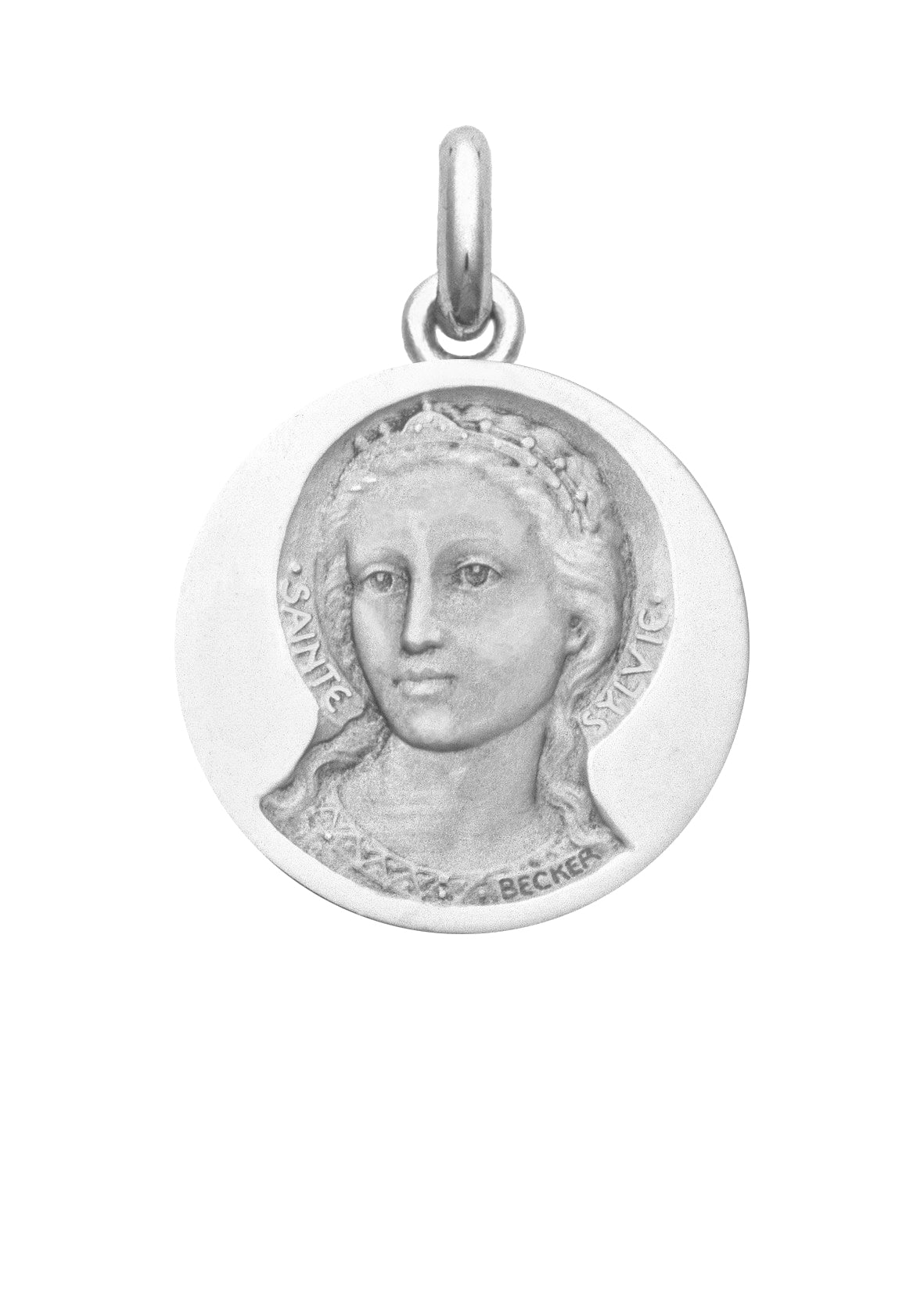 Médaille Sainte Sylvie OR BLANC 18 carats / 20 mm