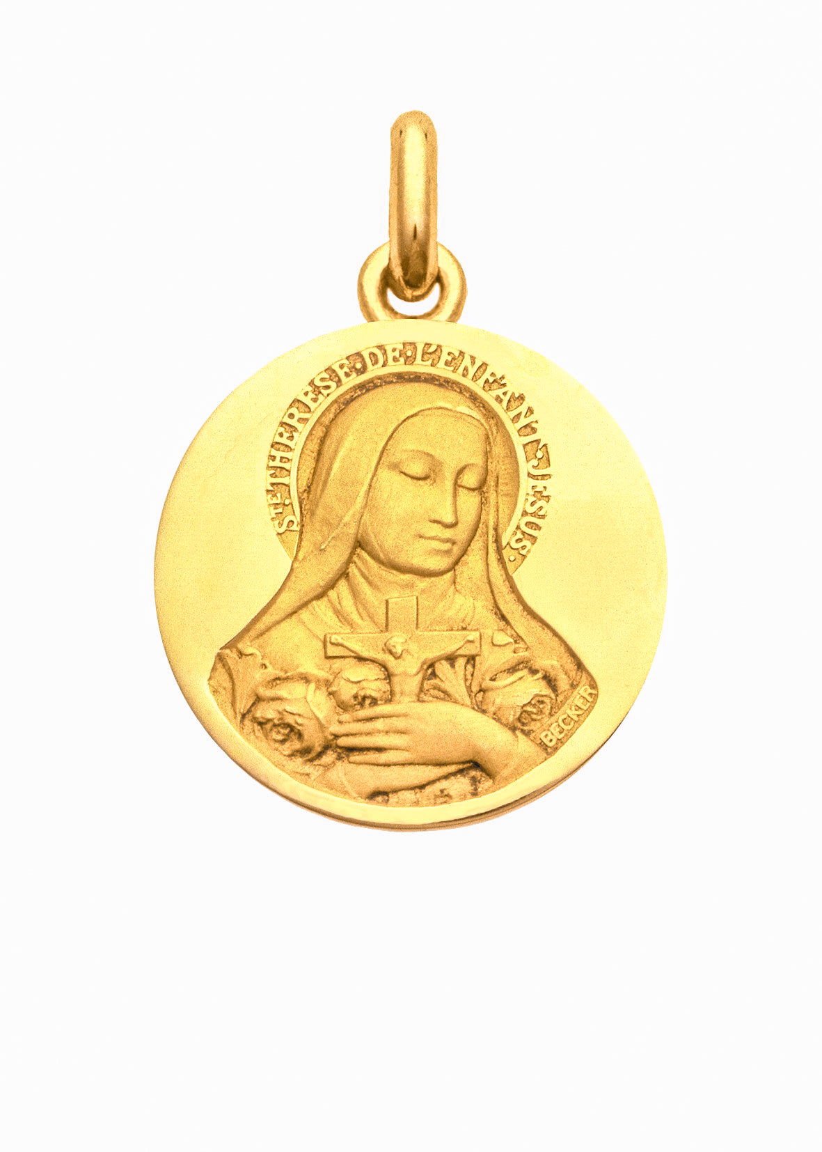 Médaille Sainte Thérèse polie OR JAUNE 18 carats / 15 mm