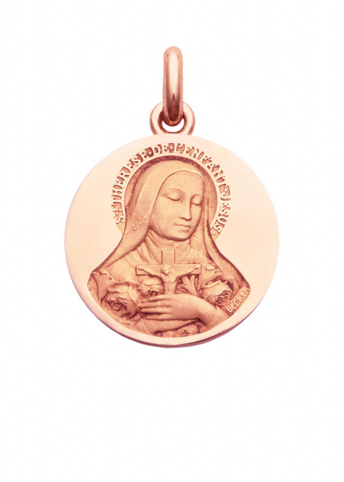 Médaille Sainte Thérèse polie OR ROSE 18 carats / 15 mm