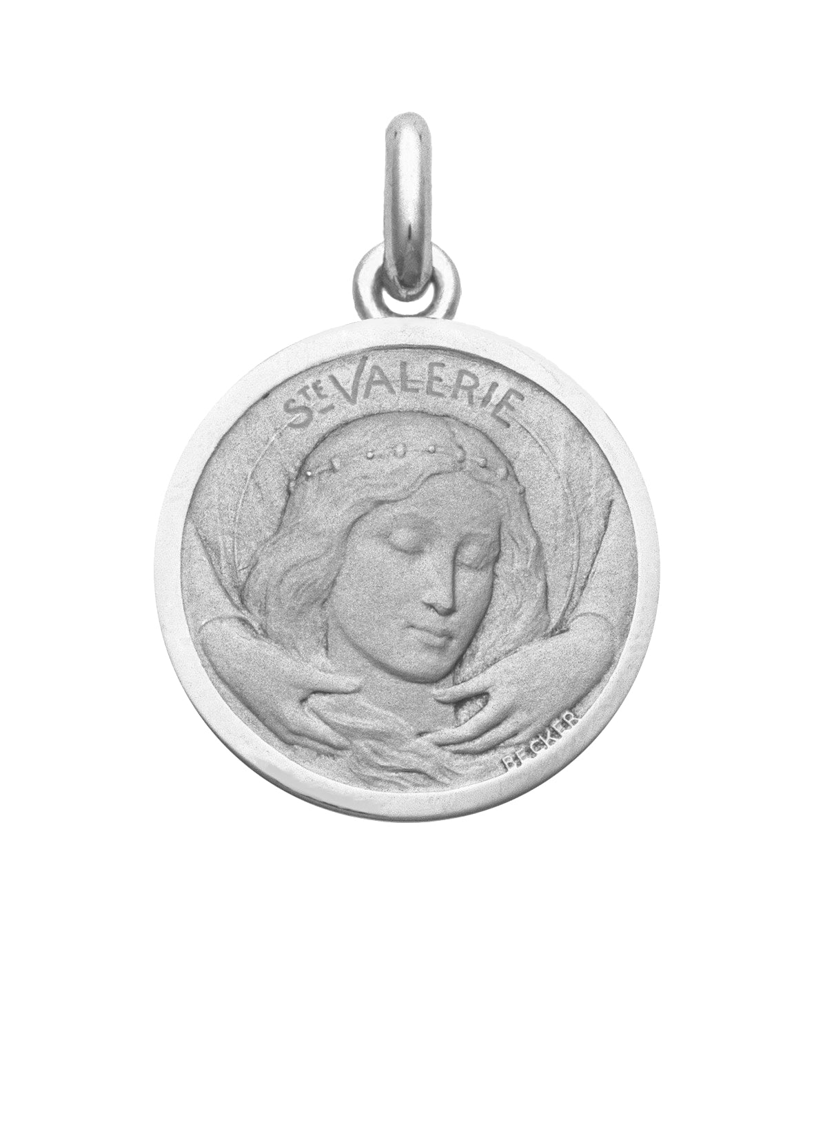 Médaille Sainte Valérie OR BLANC 18 carats / 18 mm