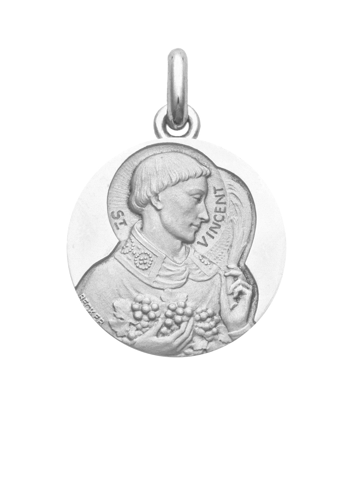 Médaille Saint Vincent OR BLANC 18 carats / 20 mm