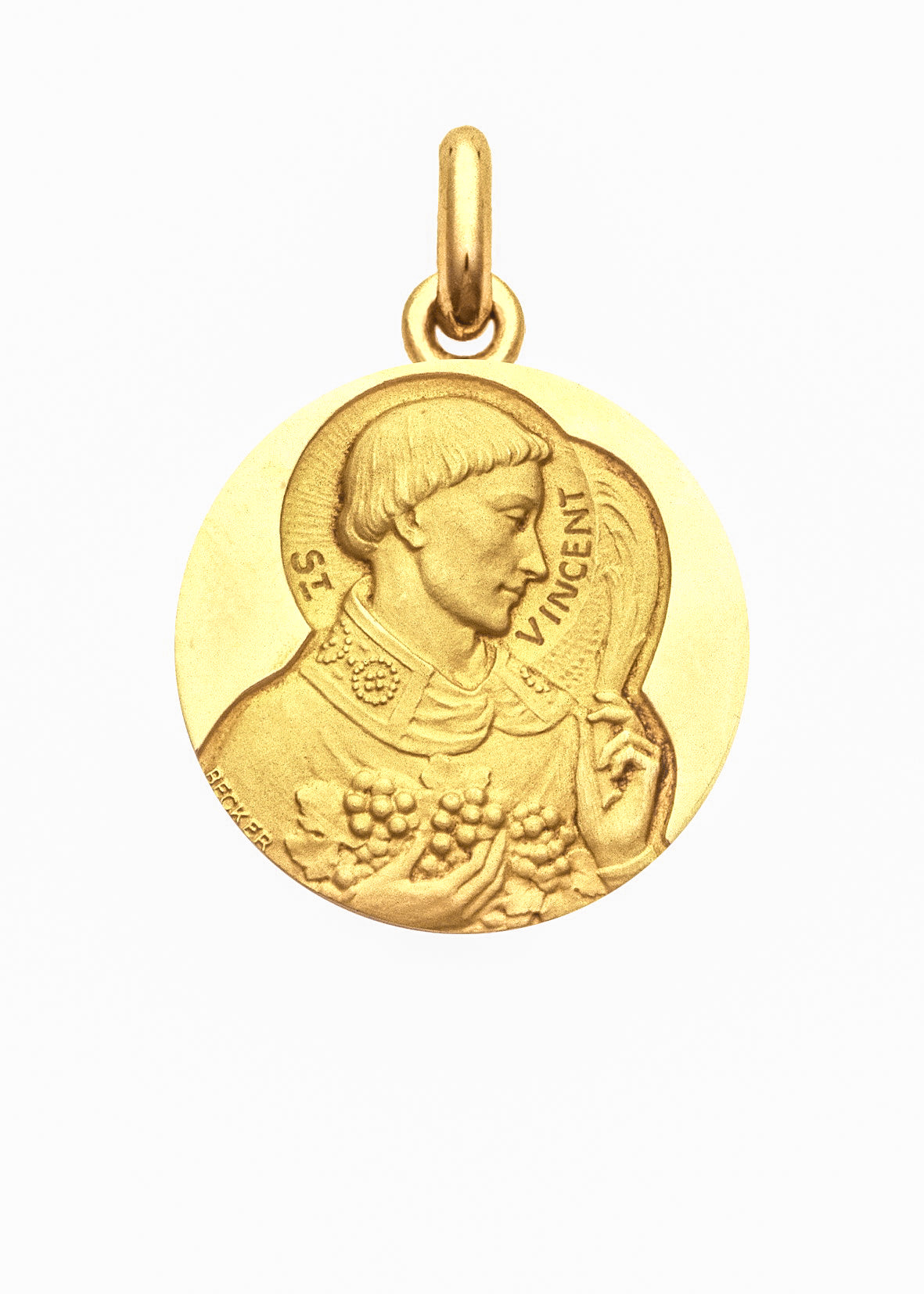 Médaille Saint Vincent OR JAUNE 18 carats / 15 mm