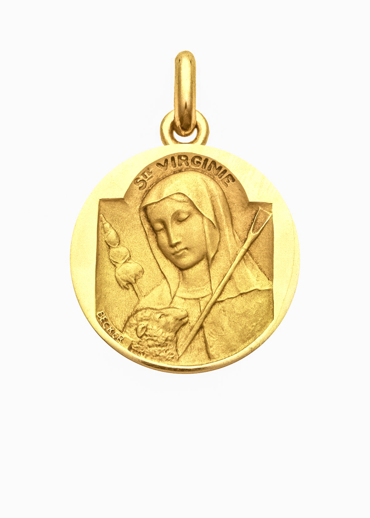 Médaille Sainte Virginie OR JAUNE 18 carats / 15 mm
