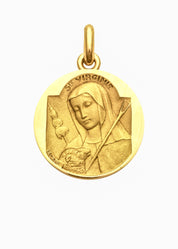Médaille Sainte Virginie OR JAUNE 18 carats / 15 mm