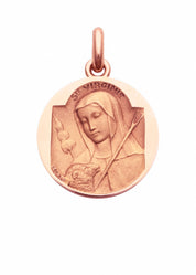 Médaille Sainte Virginie OR ROSE 18 carats / 15 mm