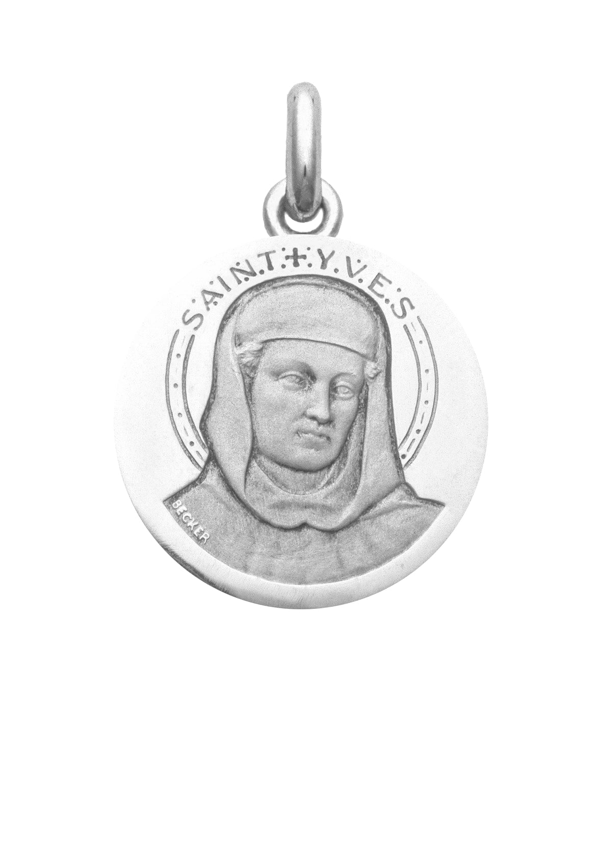 Médaille Saint Yves OR BLANC 18 carats / 20 mm