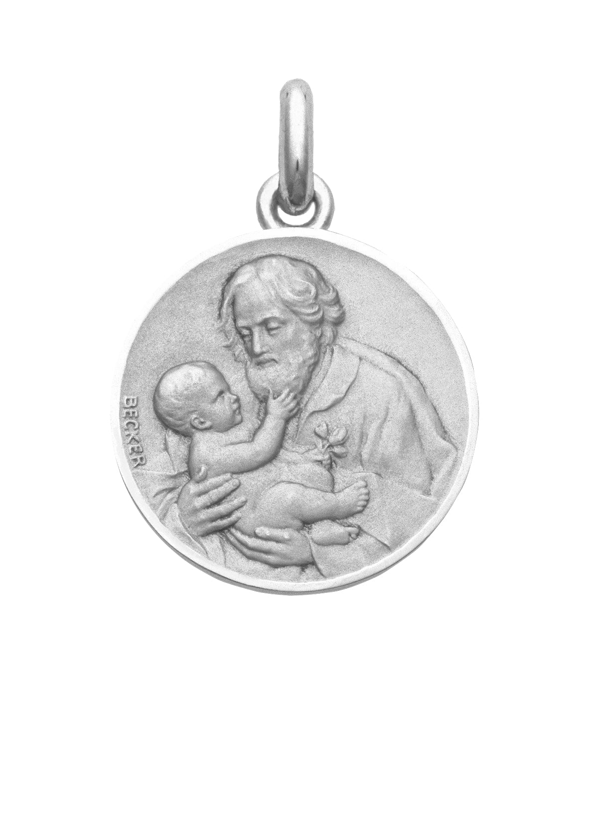 Médaille Saint Joseph OR BLANC 18 carats / 20 mm