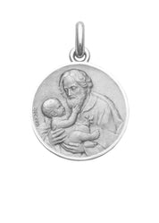 Médaille Saint Joseph OR BLANC 18 carats / 20 mm