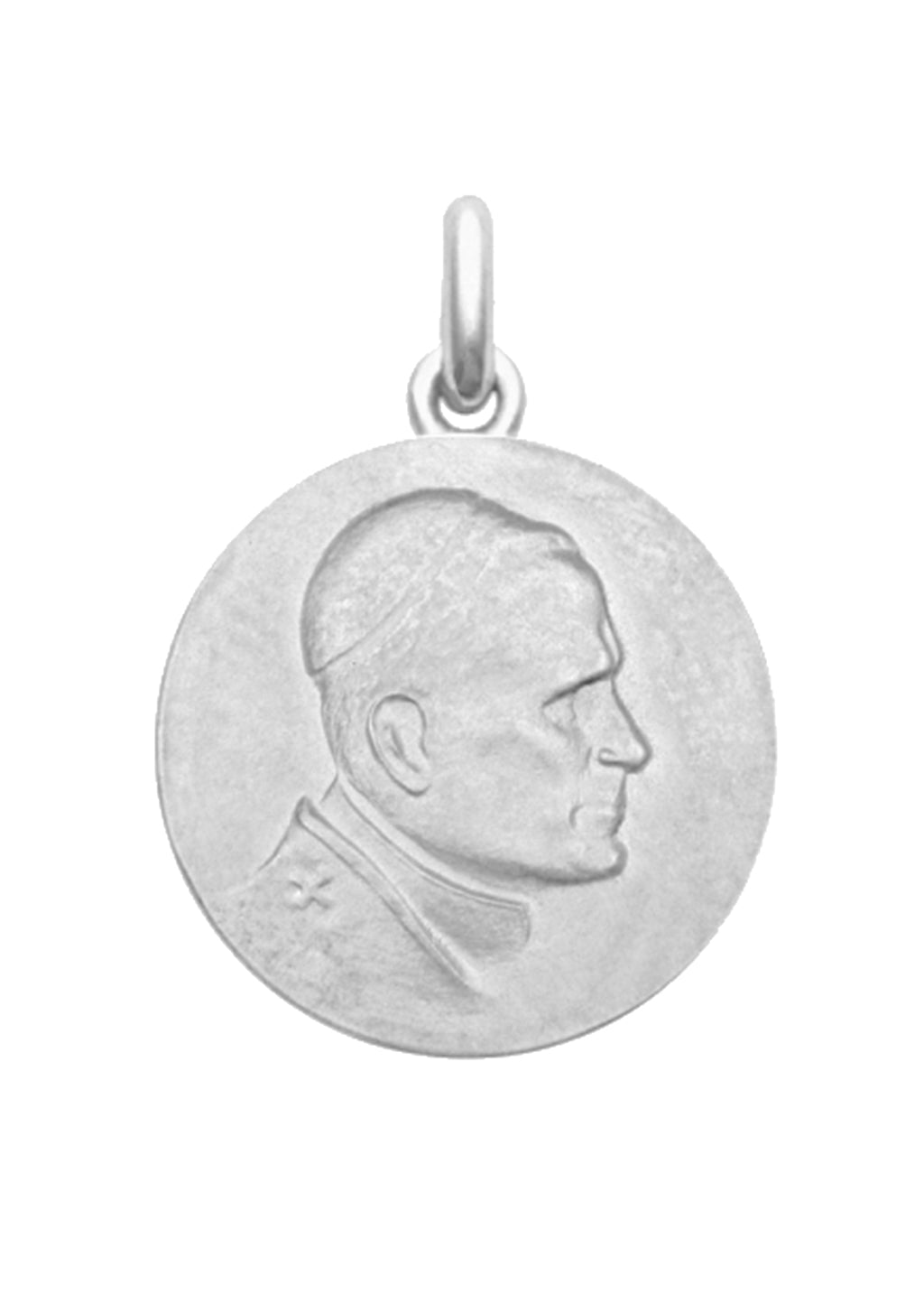 Médaille Saint Jean-Paul II OR BLANC 18 carats / 22 mm