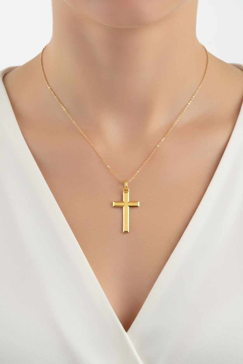 Sandblasted cross pendant