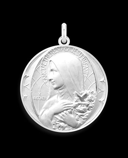 Médaille de berceau Ste Thérèse ARGENT / 50 mm