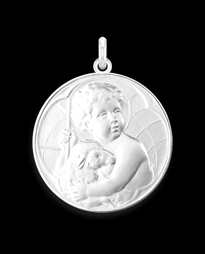 Médaille de berceau Jesus ARGENT / 50 mm