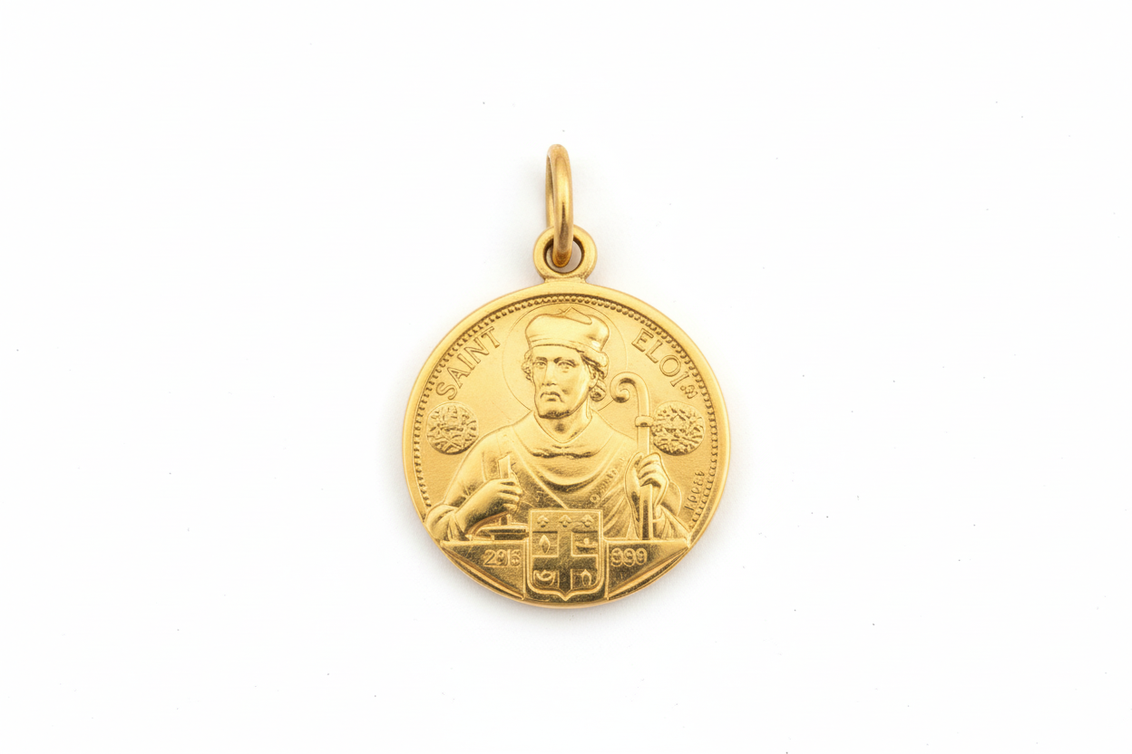 Médaille Saint Eloi avec couleur or uniformisée